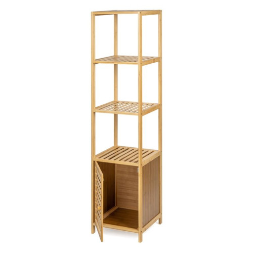 Bambusový regál s policami a skrinkou, prírodný, 120 cm Bambusový regál s policami a skrinkou, prírodný, 120 cm