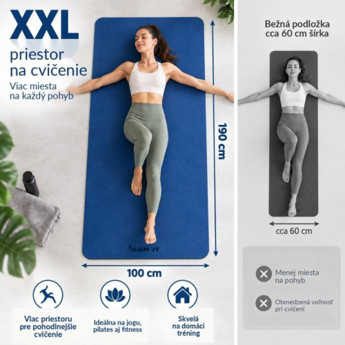 Fitness podložka na jogu 190 × 100 × 0,6 cm tmavomodrá Fitness podložka na jogu 190 × 100 × 0,6 cm tmavomodrá