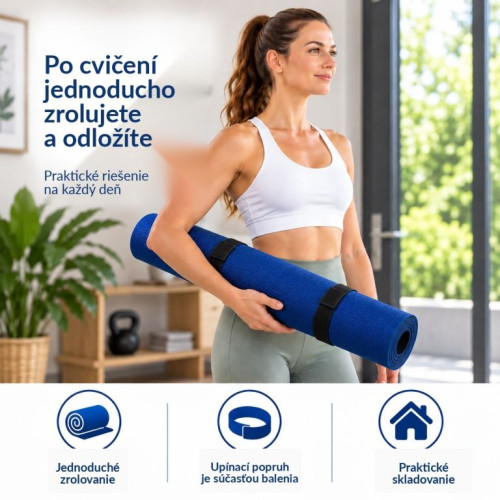 Fitness podložka na jogu 190 × 100 × 0,6 cm tmavomodrá