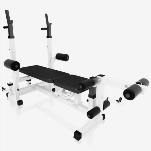 Gorilla Sports Sada posilňovacej lavice + nakladací set, biela Gorilla Sports Sada posilňovacej lavice + nakladací set, biela