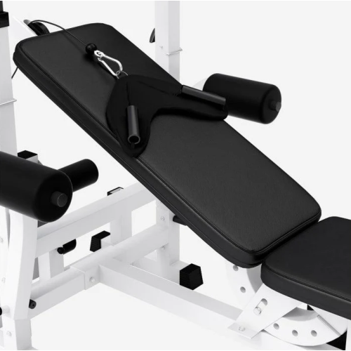 Gorilla Sports Sada posilňovacej lavice + nakladací set, biela Gorilla Sports Sada posilňovacej lavice + nakladací set, biela