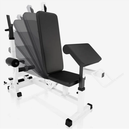 Gorilla Sports Sada posilňovacej lavice + nakladací set, biela Gorilla Sports Sada posilňovacej lavice + nakladací set, biela