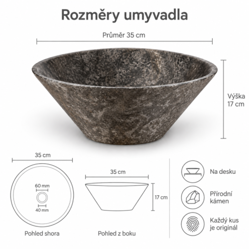 Kamenné umývadlo Fidus Grey Kamenné umývadlo Fidus Grey