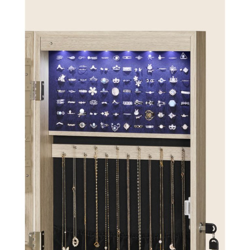 Závesná šperkovnica s LED osvetlením a zrkadlom 37×120×10 cm Závesná šperkovnica s LED osvetlením a zrkadlom 37×120×10 cm