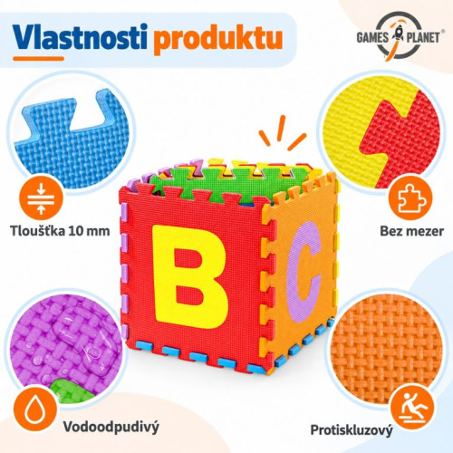 GAMES PLANET Penové puzzle čísla a písmená, 86 kusov GAMES PLANET Penové puzzle čísla a písmená, 86 kusov