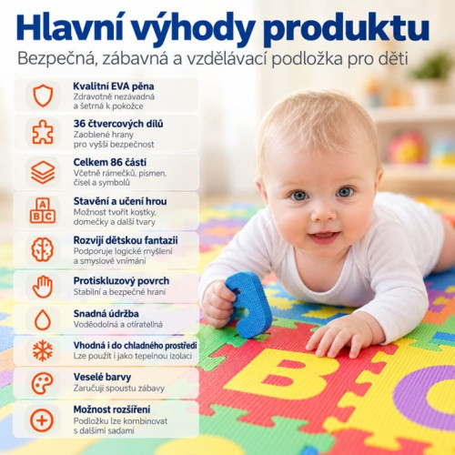 GAMES PLANET Penové puzzle čísla a písmená, 86 kusov GAMES PLANET Penové puzzle čísla a písmená, 86 kusov