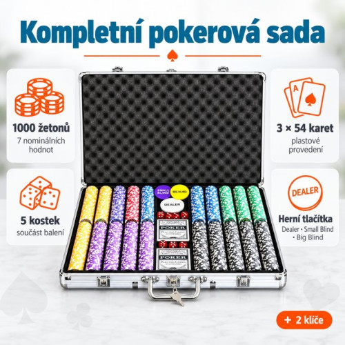 Poker set 1 000 ks žetónov OCEAN v hodnote 5 - 1000 Poker set 1 000 ks žetónov OCEAN v hodnote 5 - 1000