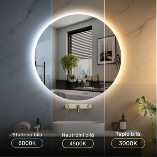 IREDA Kúpeľňové zrkadlo s LED osvetlením, okrúhle, 70 cm IREDA Kúpeľňové zrkadlo s LED osvetlením, okrúhle, 70 cm