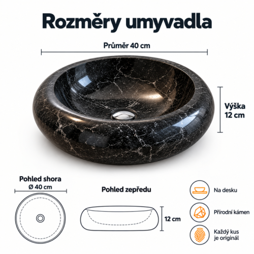 Kamenné umývadlo Ferox Black Kamenné umývadlo Ferox Black