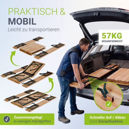 Pivný záhradný set s opierkami, skladací, 8 miest, 170 cm Pivný záhradný set s opierkami, skladací, 8 miest, 170 cm