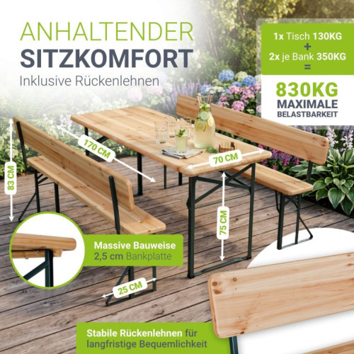 Pivný záhradný set s opierkami, skladací, 8 miest, 170 cm Pivný záhradný set s opierkami, skladací, 8 miest, 170 cm
