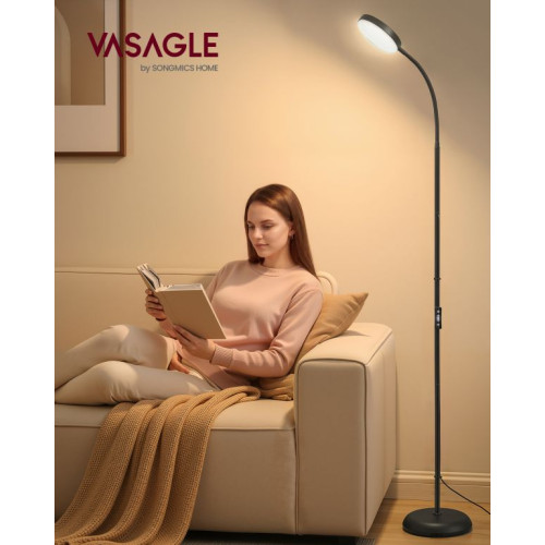 Moderná LED stojacia lampa, čierna, 2700-6500K, 15W, 170 cm