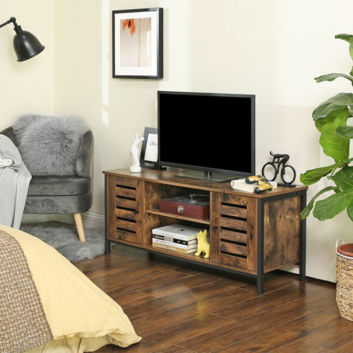 Rustikálny TV stolík s kovovým rámom 110x40x50 cm, hnedý Rustikálny TV stolík s kovovým rámom 110x40x50 cm, hnedý