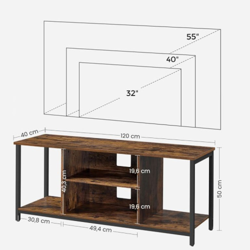 TV stolík s kovovým rámom, rustikálna hnedá, 120x40x50 cm TV stolík s kovovým rámom, rustikálna hnedá, 120x40x50 cm