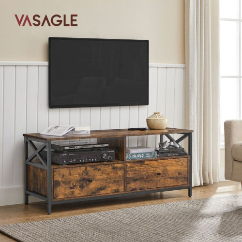 TV stolík rustikálny hnedý, kovová konštrukcia, 120x40x50 cm TV stolík rustikálny hnedý, kovová konštrukcia, 120x40x50 cm