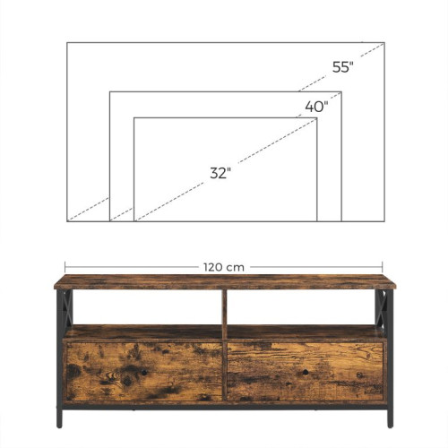 TV stolík rustikálny hnedý, kovová konštrukcia, 120x40x50 cm TV stolík rustikálny hnedý, kovová konštrukcia, 120x40x50 cm