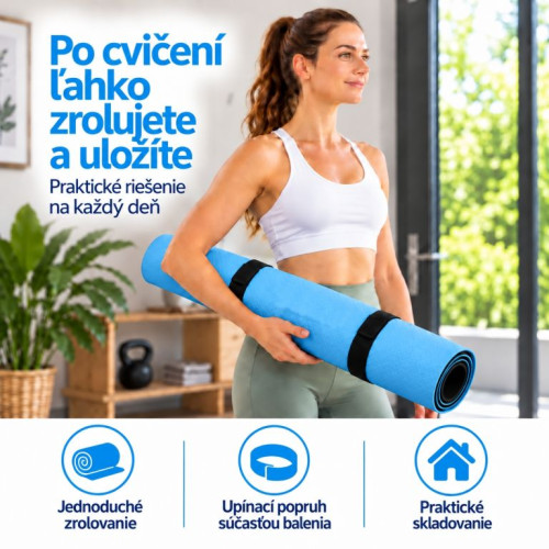Fitness podložka na jogu 190 × 100 × 0,6 cm azúrová