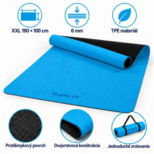Fitness podložka na jogu 190 × 100 × 0,6 cm azúrová Fitness podložka na jogu 190 × 100 × 0,6 cm azúrová