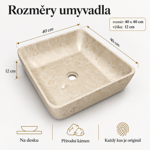 Umývadlo z prírodného kameňa Tantum Cream